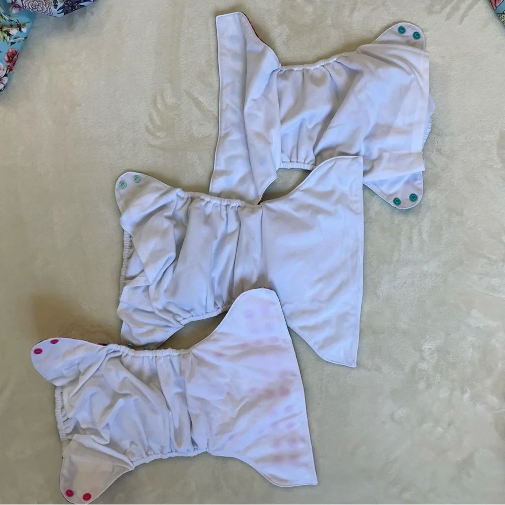Mama Koala rainbow stripe sunflower diaper cover lot set of 3 with inserts